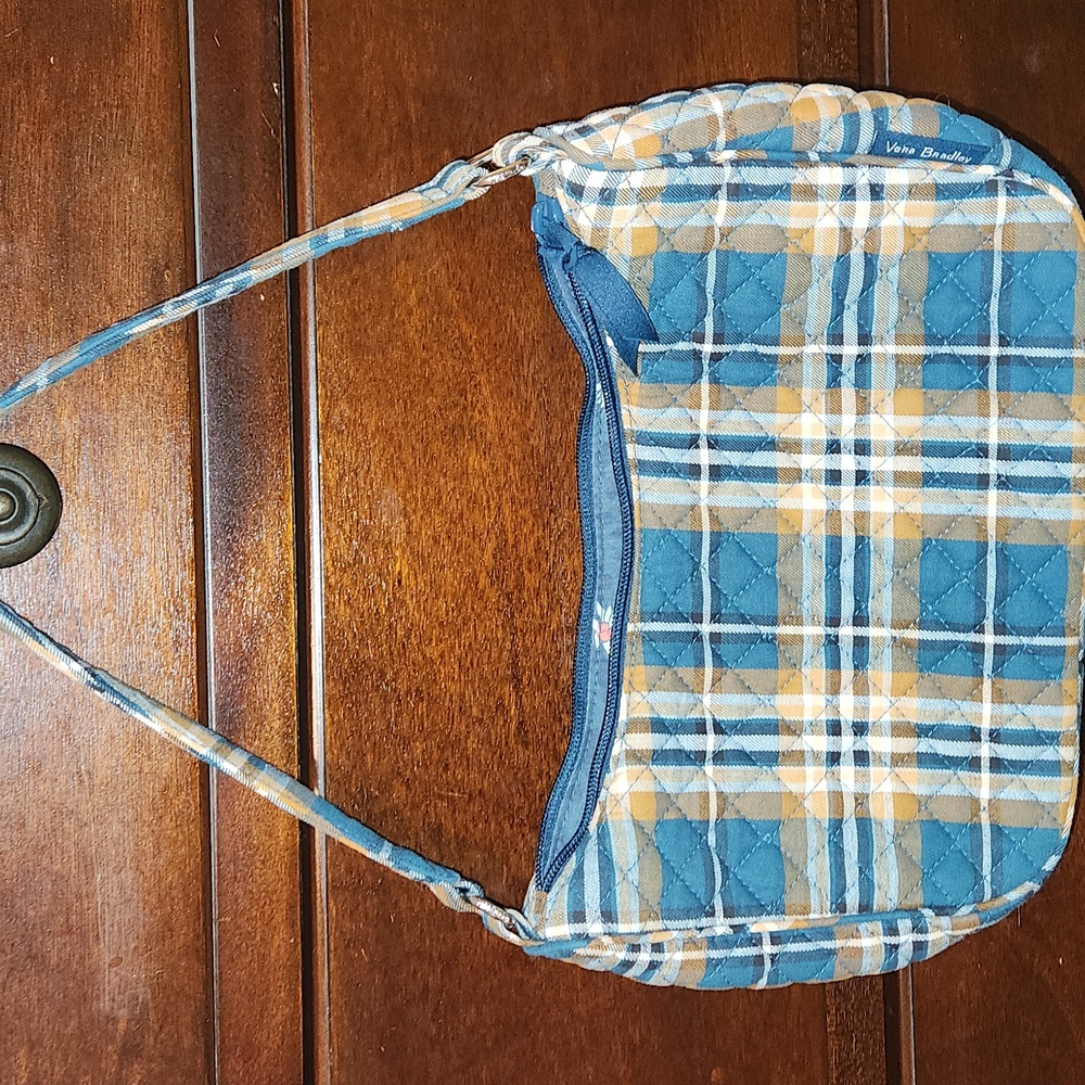 Vera Bradley Cotton Frannie Crescent Crossbody bag - green orchard plaid.